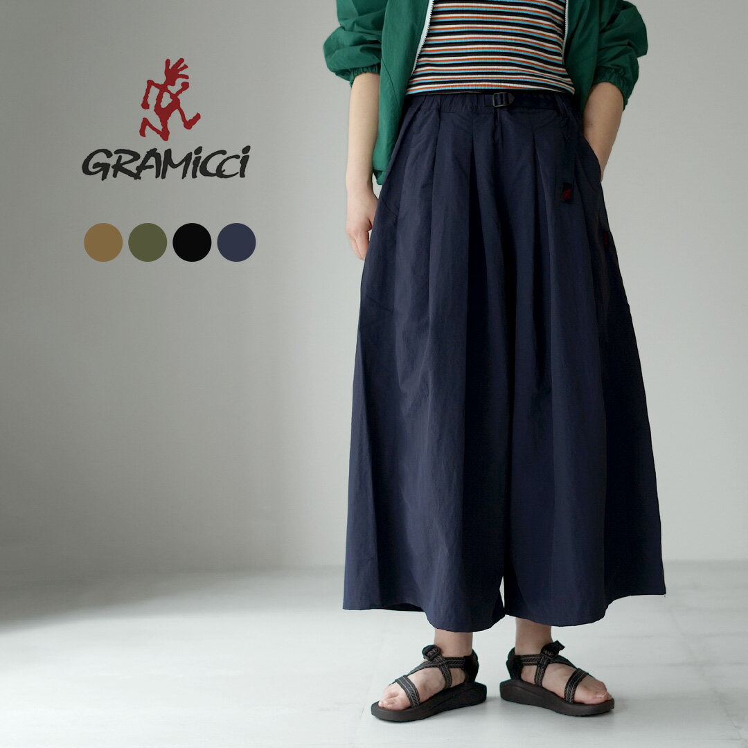 乐天商城 - GRAMICCI（グラミチ） ナイロン フレア パンツ / レディース ボトムス ワイド 撥水 防風 イージーパンツ ベルト付き