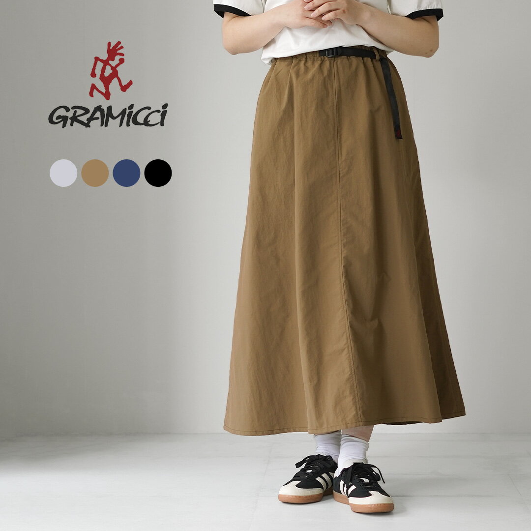 樂天商城 - 【10％OFFクーポン対象】GRAMICCI（グラミチ） ナイロン フレアスカート / ロングスカート ウエストゴム 総ゴム ベルト付き 撥水 アウトドア