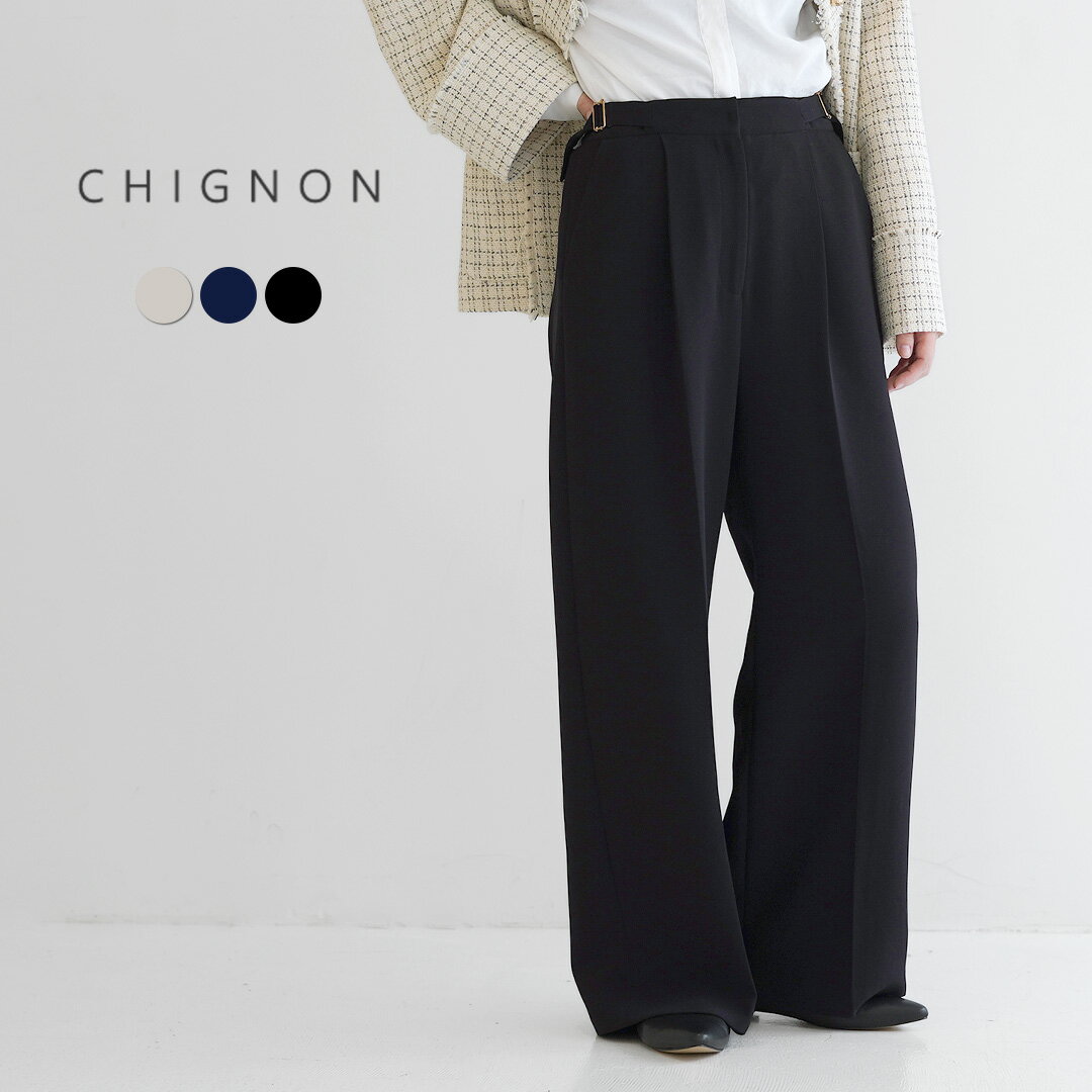 乐天商城 - 【10％OFFクーポン対象】CHIGNON（シニヨン） ベルト付きワイド パンツ / ボトムス レディース ズボン オケージョン フォーマル オフィス