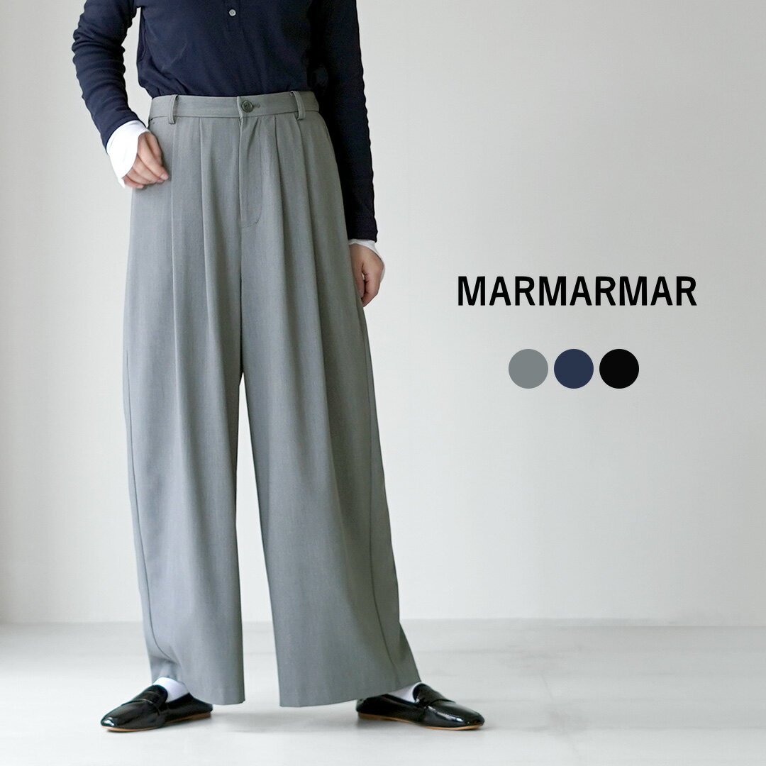 乐天商城 - 【10％OFFクーポン対象】MARMARMAR（マーマーマー） ハイウエスト ワイドトラウザー パンツ 日本製 / レディース ボトム スラックス ウエストゴム ストレッチ