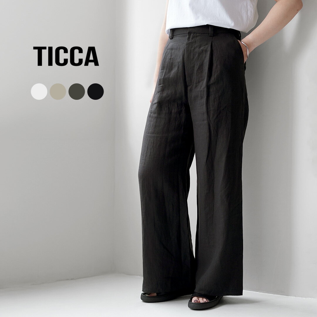 樂天商城 - TICCA（ティッカ） リネン ワイドタックパンツ 日本製 / レディース ワイド 麻 TIC_LI