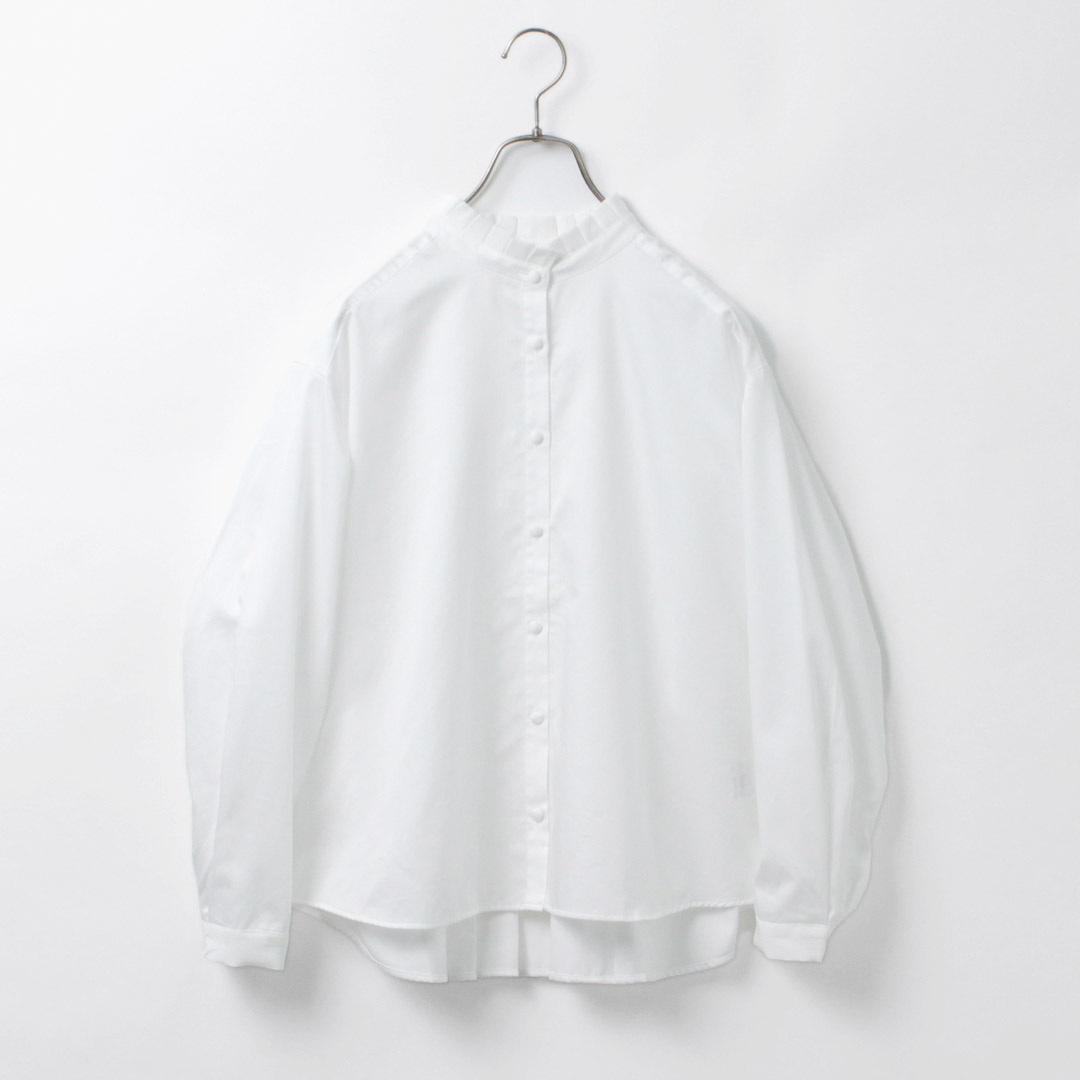 TUMUGU（ツムグ） コットンサテン タック衿 ブラウス / レディース シャツ トップ...