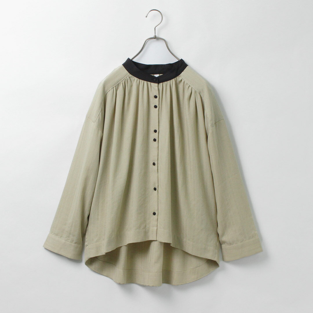 【30％OFF】KELEN（ケレン） RUAN バイカラー ヨーク デザイン ブラウス / シャツ 長袖 ノーカラー 前開き 羽織り【セール】 daigochi-10007127 GochI by ROCOCO サンプル画像3