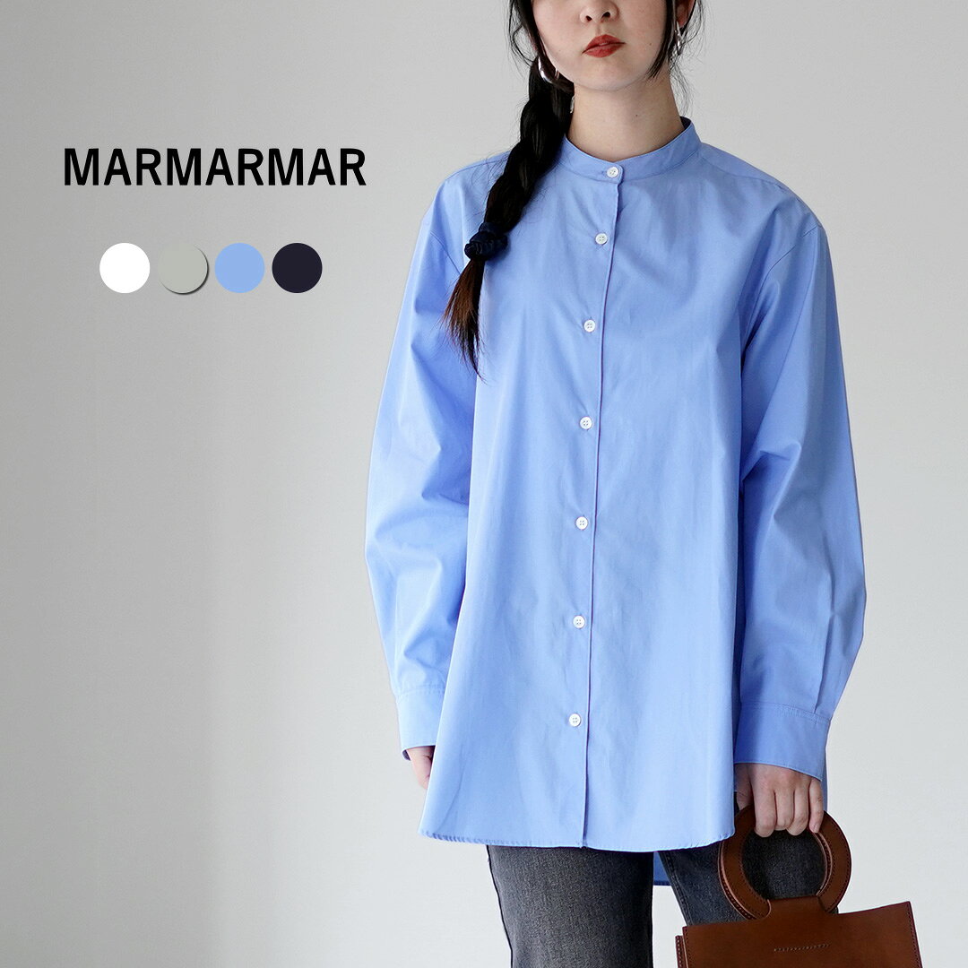 乐天商城 - MARMARMAR（マーマーマー） バックギャザー ビッグシャツ 日本製 / レディース 長袖 スタンドカラー ロング チュニック