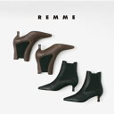 REMME(レメ) ポインテッド チェルシーブーツ 5cm ピンヒール / サイドゴアブーツ レディース シューズ 靴 本革 レザー 秋冬