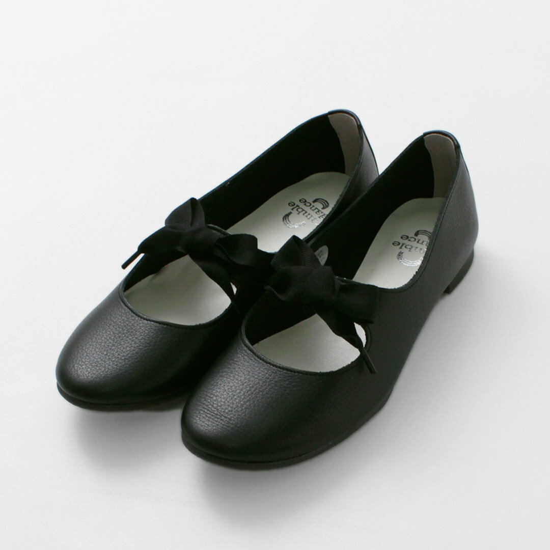黒 リボン バレエシューズ STACCATO - STACCATOチェーンリボンバレエ