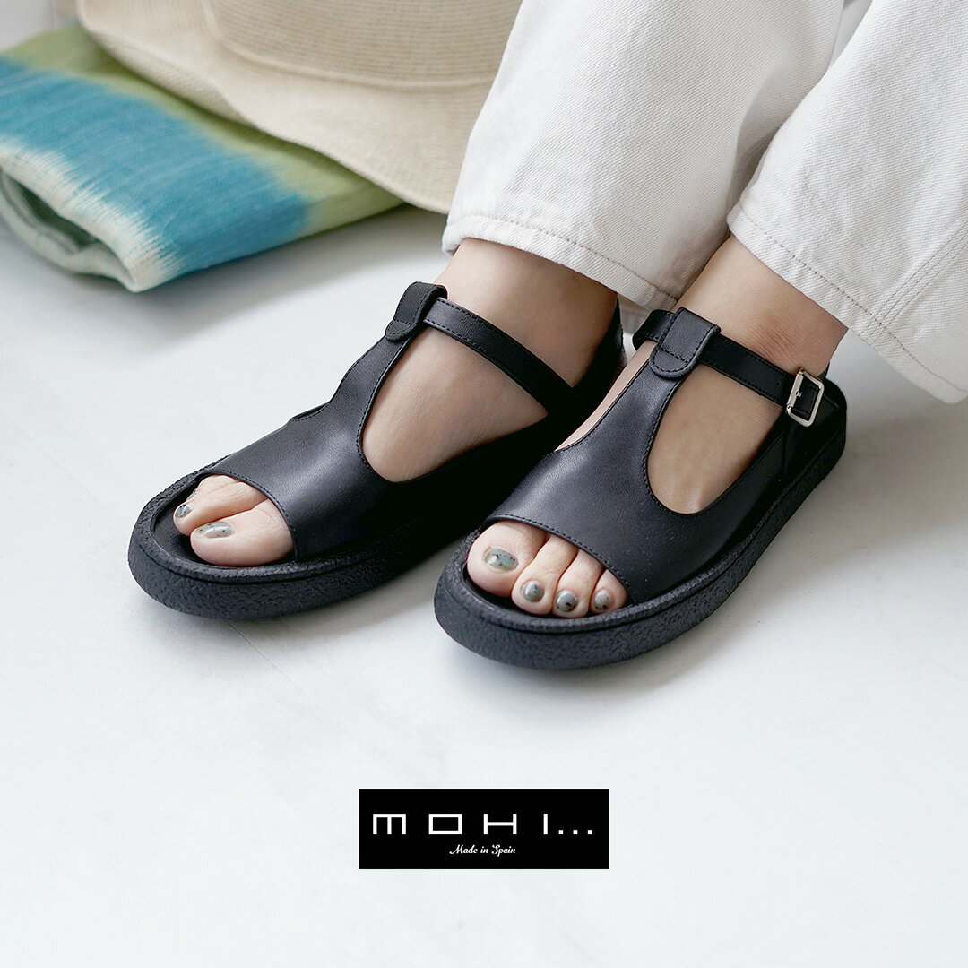 樂天商城 - 【10％OFFクーポン対象】MOHI（モヒ） Tストラップ レザーサンダル / レディース フラット 本革