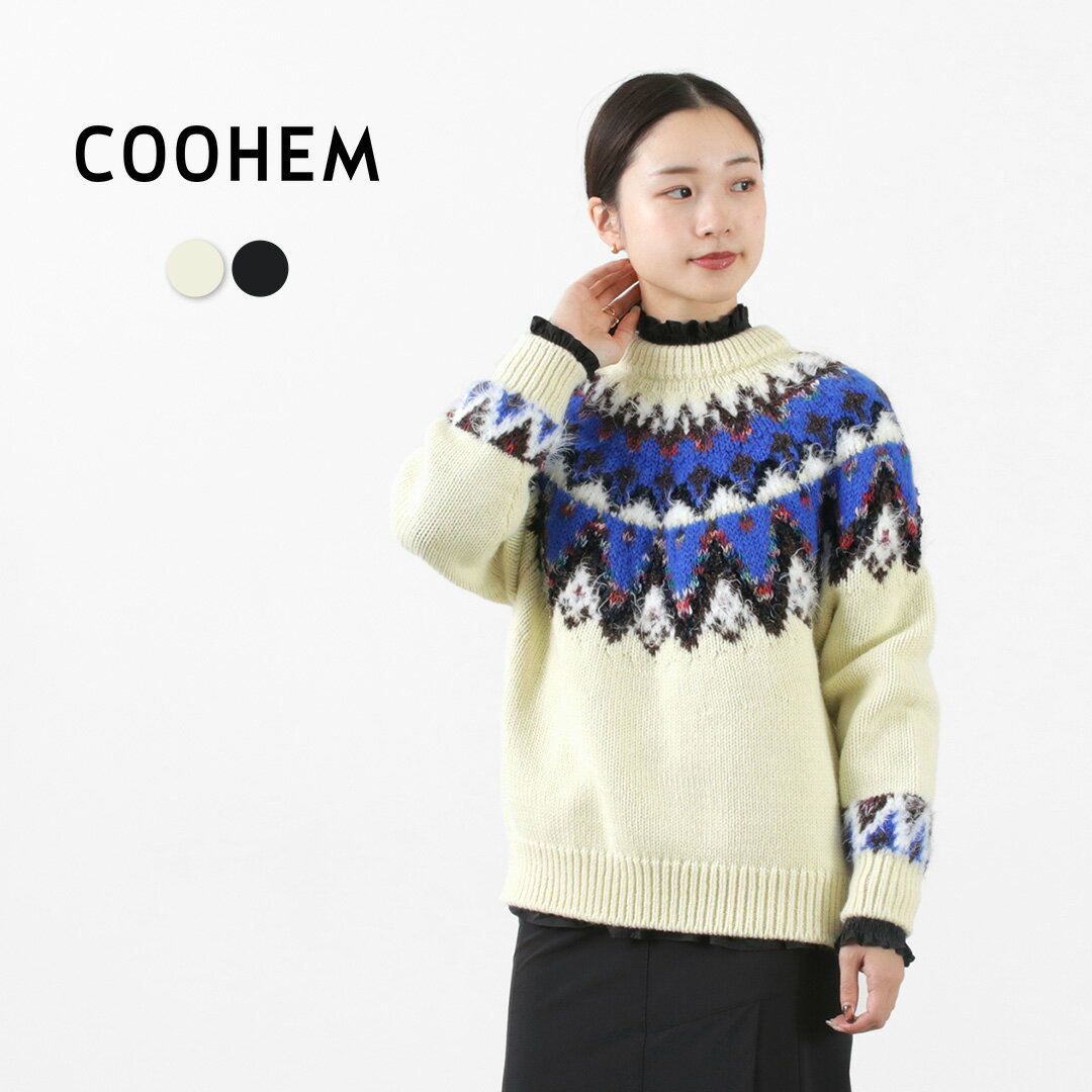 【30％OFF】COOHEM（コーヘン） ノルディック ニット プルオーバー レディース ウール 刺繍 柄 日本製 ゆったり 暖かい 米冨 YONETOMI【セール】