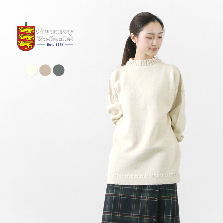 GUERNSEY WOOLLENS（ガンジーウーレンズ） トラッド ガンジー オーバーサイズ プルオーバー / レディース メンズ / ニット / セーター / ビッグサイズ / ゆったり / ピュアウール / イギリス製 / GW1001