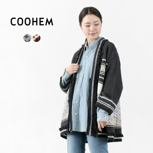 【50％OFF】COOHEM（コーヘン） バスケット ツイード カーディガン レディース 長袖 羽織 綿 コットン 柄 日本製 米冨 YONETOMI 11-222-017 BASKET TWEED C/D【セール】