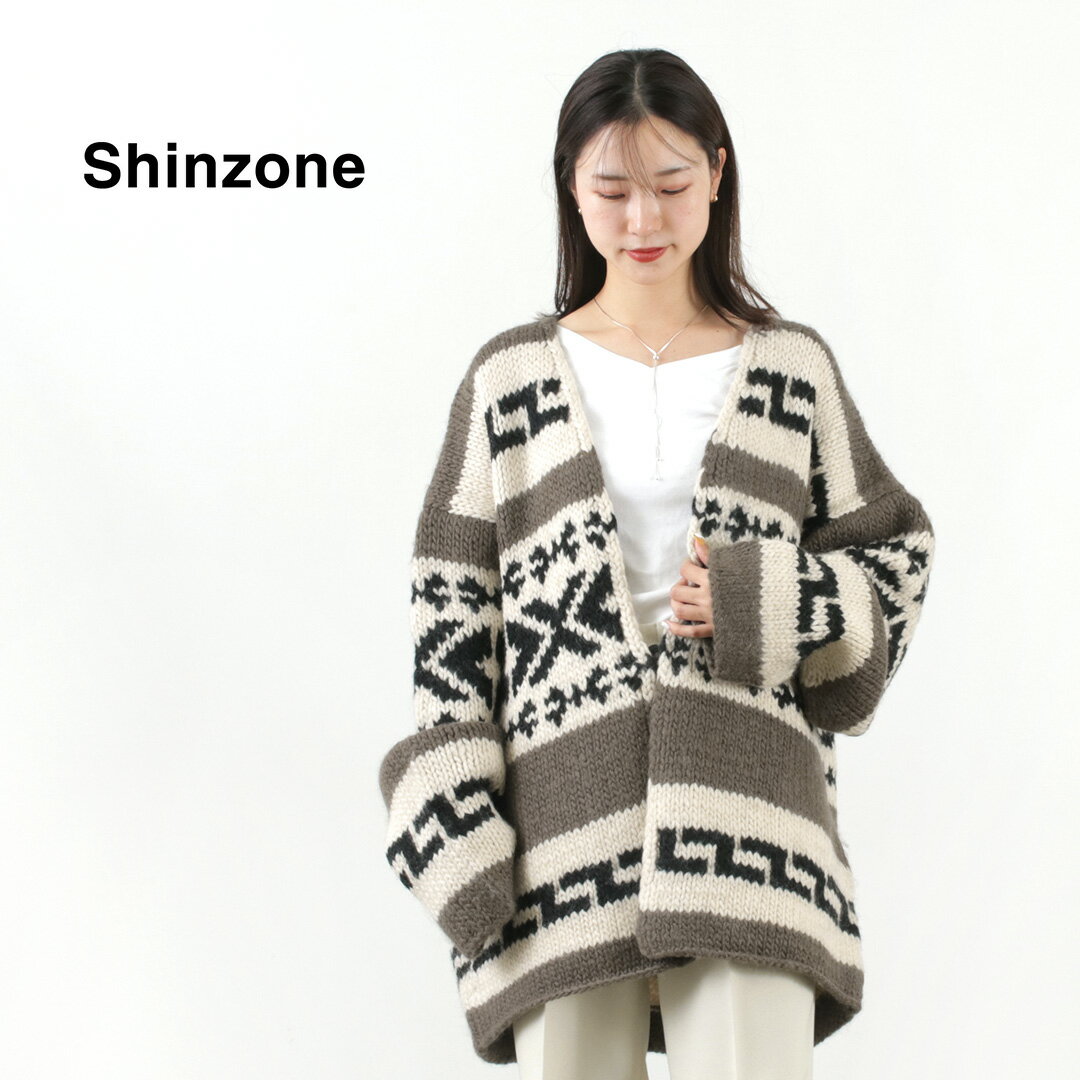 SHINZONE（シンゾーン） カウチン カーディガン レディース ローゲージニット 厚手 ざっくり ゆったり ウール 羽織り 長袖 ミドル丈 ロング丈 Vネック21AMSNI09 COWICHAN CD