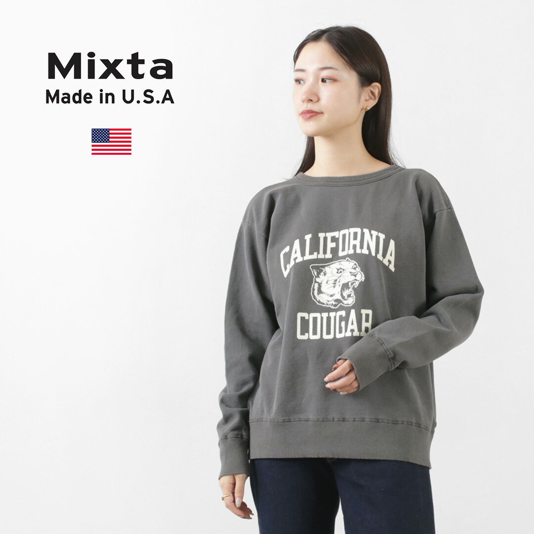 MIXTA（ミクスタ） カリフォルニアクーガー セットインスリーブ クルーネックスウェット トレーナー メンズ レディース 長袖 ヴィンテージ風 アメリカ製 CA COUGAR Crew Neck Sweat set-in Sleeveのサムネイル