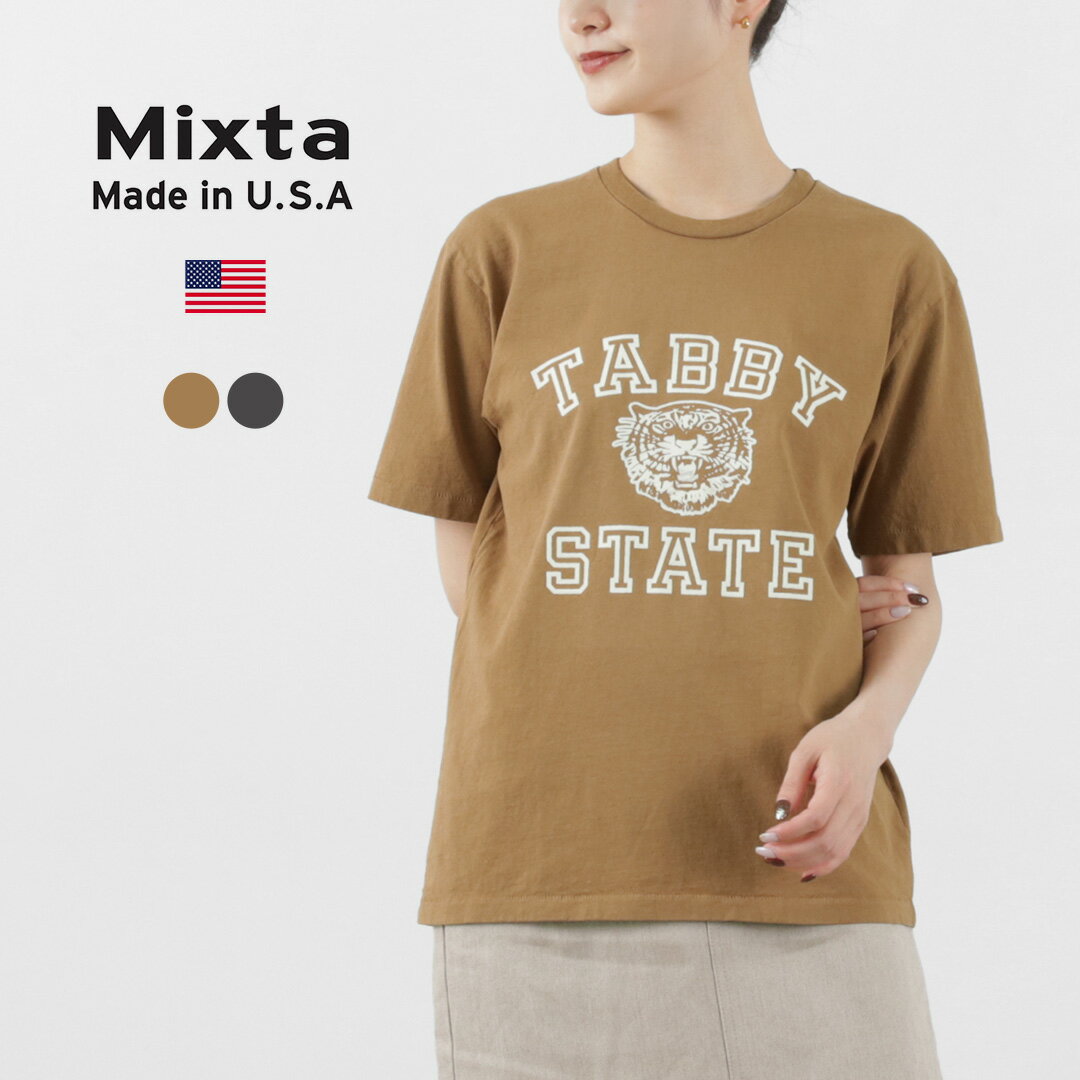 MIXTA（ミクスタ） タビー ステイト Tシャツ / メンズ レディース ユニセックス 半袖 プリント ロゴ 綿 コットン ヴィンテージ風 アメリカ製 TABBY STATE T-SHIRT / es1