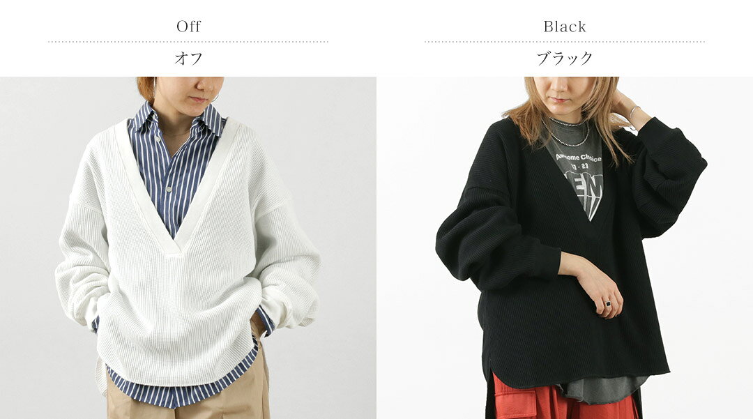 【70％OFF】THE FLATS（ザ フラッツ） サーマル Vネック / レディース トップス 長袖 綿 コットン ワッフル THERMAL V NECK【セール】 daigochi-10005602 GochI by ROCOCO サンプル画像2