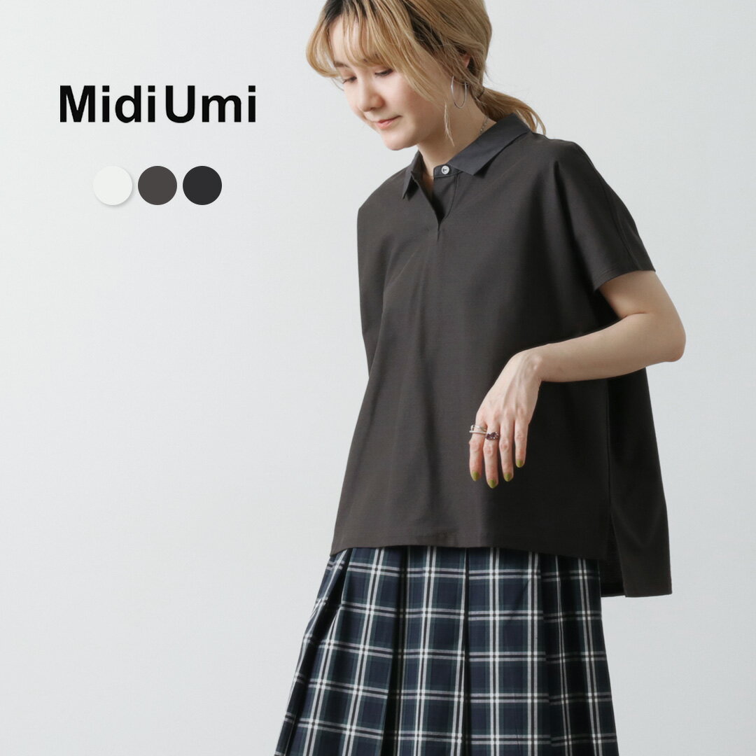 MIDIUMI（ミディウミ） ポロ ノースリーブ プルオーバー / ポロシャツ カットソー レディース 半袖 綿100 コットン 日本製 Polo N/S PO