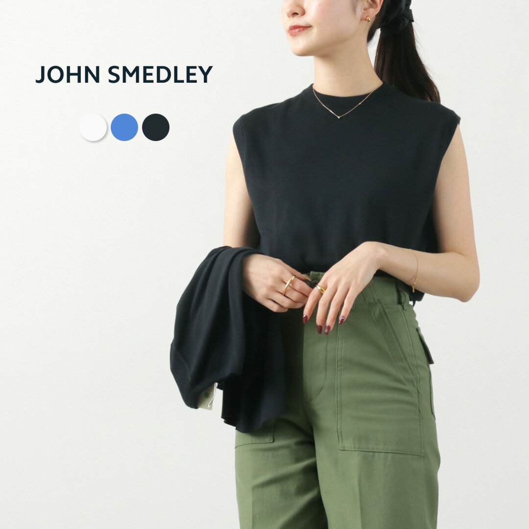 ジョンスメドレー トップス レディース JOHN SMEDLEY（ジョンスメドレー） シーアイランドコットン 24ゲージ ノースリーブ ニット / レディース トップス 無地 綿 イギリス製 sea island cotton 24G N/S knit