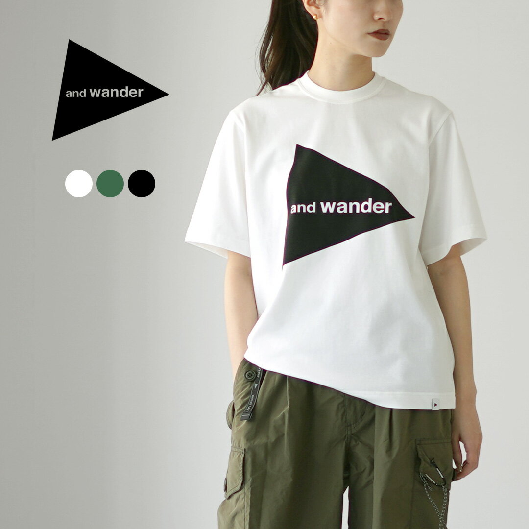 乐天商城 - AND WANDER（アンドワンダー） ビッグ ロゴショートスリーブ TEE W Tシャツ 2025年モデル / カットソー 半袖 クルーネック and wander big logo SS T