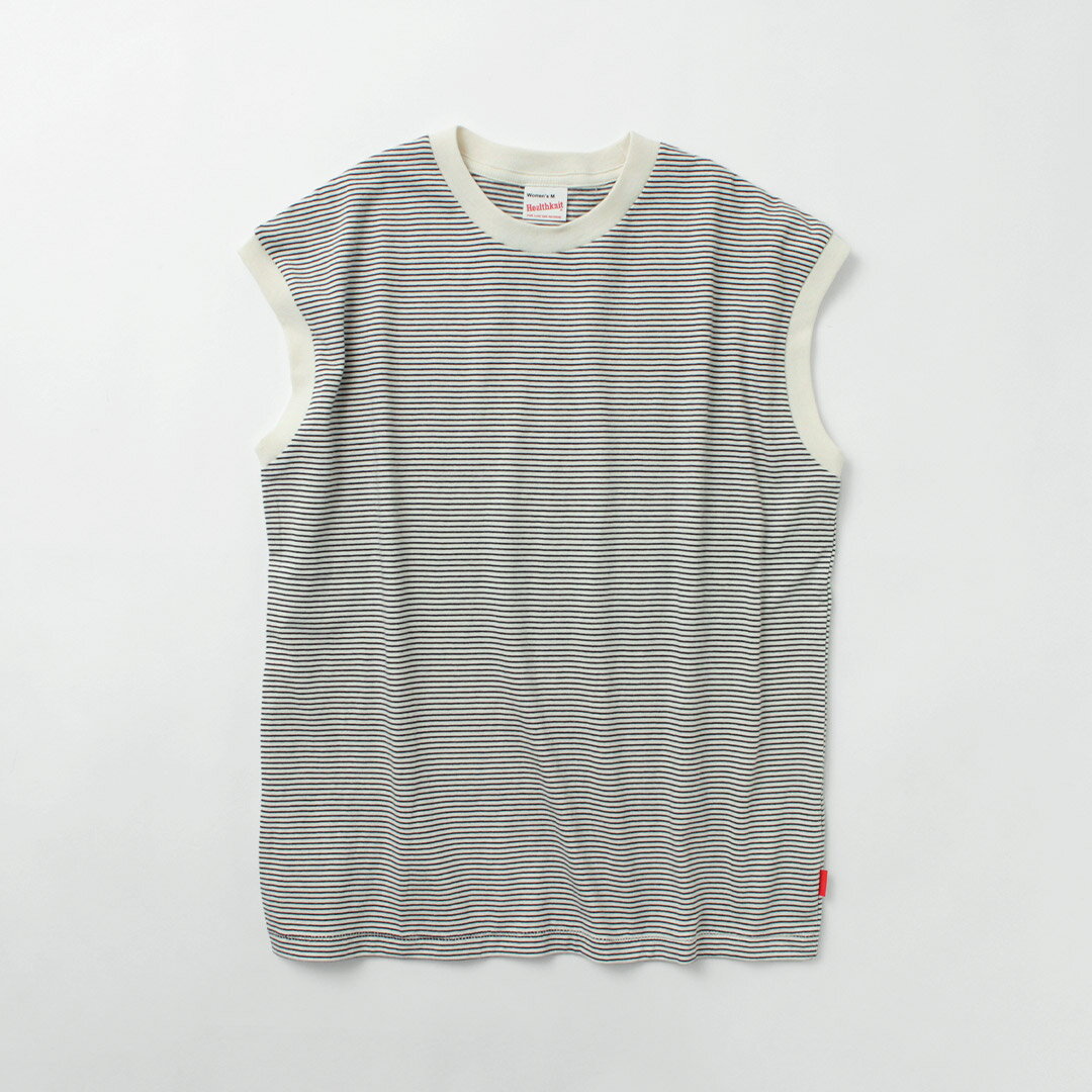 HEALTHKNIT（ヘルスニット） ナローボーダー ジャージー スリーブレスTシャツ / ノ...