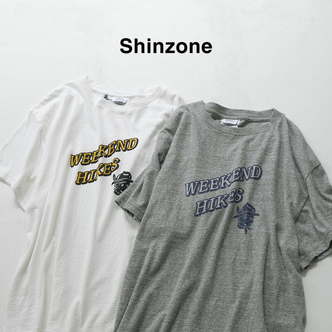 SHINZONE（シンゾーン） ウィークエンド ハイクス Tシャツ 25AMSCU13 / カットソー 半袖 ロゴT 白 プリント 綿100 日本製 WEEKEND HIKES TEE