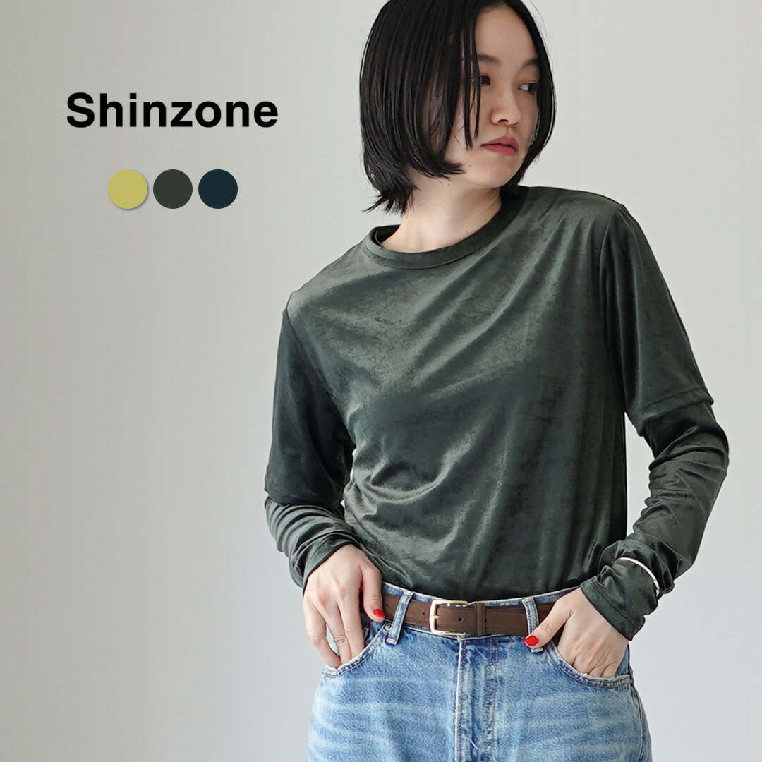 乐天商城 - 【20％OFF】SHINZONE（シンゾーン） ベロア ロングスリーブ Tシャツ 25AMSCU03 / トップス カットソー 長袖 日本製 VELOUR LONG SLEEVE TEE【セール】