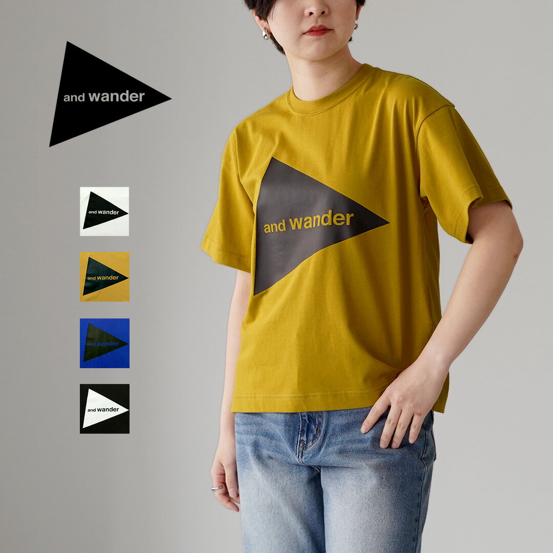 樂天商城 - 【10％OFFクーポン対象】AND WANDER（アンドワンダー） ビッグ ロゴショートスリーブ Tシャツ レディース / 半袖