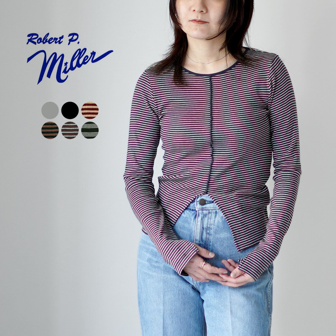 樂天商城 - ROBERT P.MILLER（ロバートピーミラー） パネルリブ スリット プルオーバー / レディース Tシャツ 長袖 ボーダー
