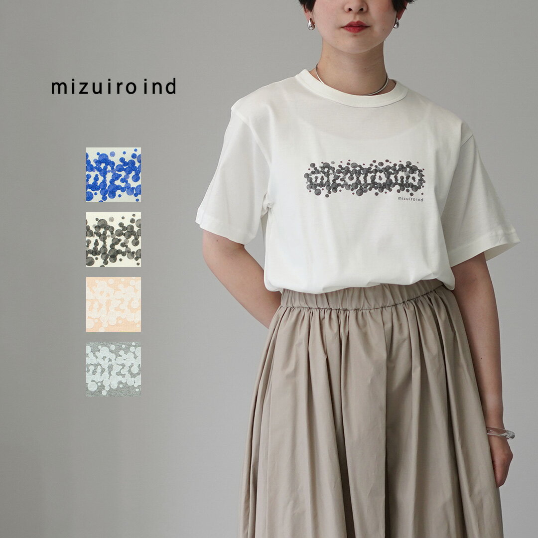 乐天商城 - mizuiro ind（ミズイロインド） ドットプリント Tシャツ 日本製 / レディース 半袖 ロゴ