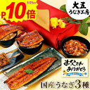 \ポイント10倍/ 父の日 うなぎ 国産 蒲焼き 3種セット 長蒲焼(大)1尾&カット蒲焼2枚&きざみうなぎ1パック 焼き肝串プレゼント 国産 蒲焼 内祝 御礼...
