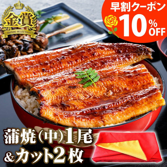 蒲焼き 【父の日早割10%OFFクーポン】国産うなぎ 2種セット 長蒲焼(中)1尾＆カット蒲焼2枚 焼き肝串プレゼント 父の日 うなぎ 蒲焼き ギフト プレゼント 鰻 ウナギ 蒲焼 国産 国内産 お祝い 内祝い 結婚内祝い グルメ 金賞 送料無料