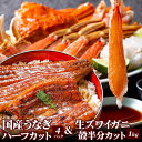 大五うなぎ工房 うなぎ 国産うなぎ蒲焼ハーフカット 70g×4パック ＆ 生ズワイガニ 殻半分カット1kgセット（総重量1.2kg） 母の日 父の日 ギフト 鰻 ウナギ 蟹 カニ マガダン産 特大 ポーション 冷凍 カニ鍋 カニ刺し 高級 送料無料