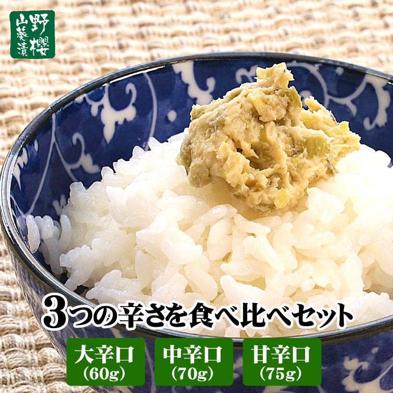 手作りわさび漬け 3つの辛さを食べ比べセット（大辛口60g、中辛口70g、甘辛口75g） ワサビ漬け ワサビ漬 山葵 わさび ワサビ 野櫻本店 高級 おつまみ 酒粕 ギフト 熨斗対応 のし プレゼント 送料無料