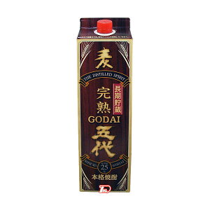 【送料無料1ケース】五代 長期貯蔵 〈麦〉 25度　山元酒造　1.8L(1800ml) パック　6本入り★北海道、沖縄のみ別途送料が必要となります