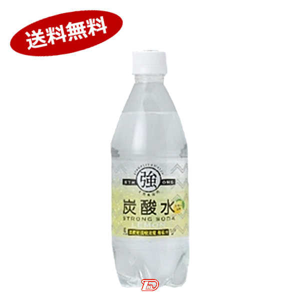 【送料無料2ケース】強炭酸水レモン　友桝飲料　500mlペット　24本×2★一部、北海道、沖縄のみ別途送料が必要となる場合があります