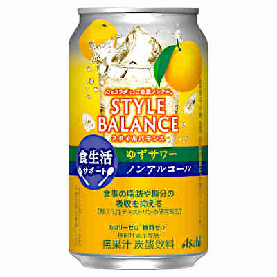 【1ケース】スタイルバランス　食生活サポート　ゆずサワー　ノンアルコール　アサヒ　350ml　缶　24本入