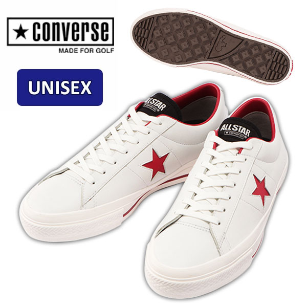 (最大PT 10倍 9/4 20：00~9/11 01：59）コンバース メイドフォー ゴルフワンスター GF ホワイト/レッドCONVERSE ONE STAR GF 33500202ゴルフシューズ メンズ レディース