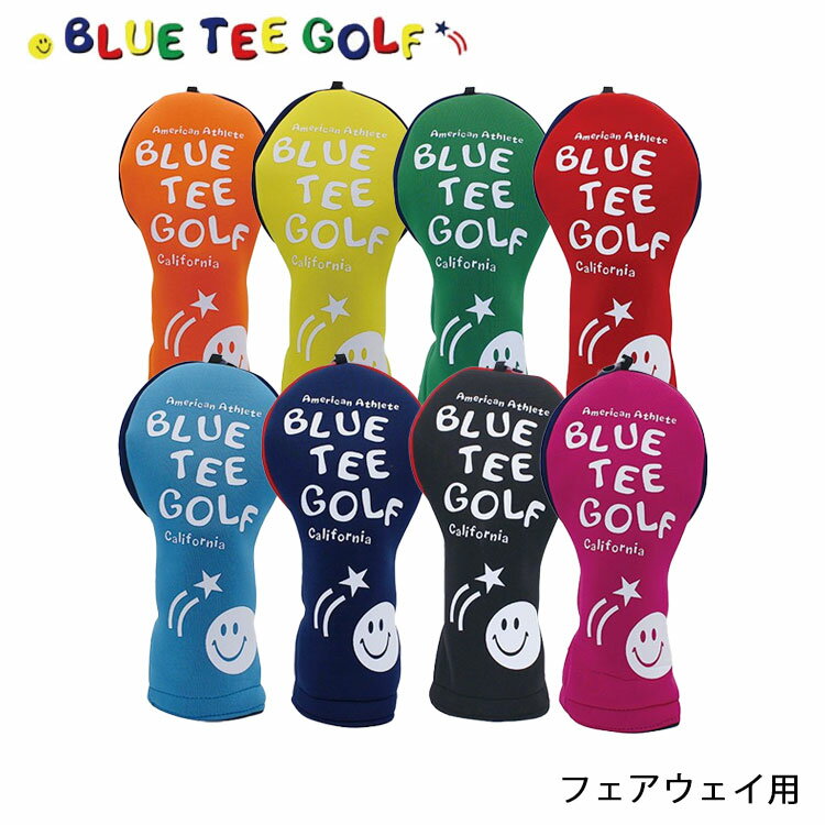 ブルーティーゴルフストレッチスマイルヘッドカバーヘッドカバー フェアウェイウッド用BLUE TEE GOLF HC-034