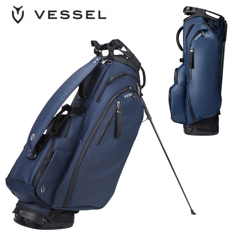 ■サイズ：9.5型（47インチ対応） ■素　材：合成皮革（プレミアムシンセティックレザー） ■重　量：約4.2kg ■口　枠：7分割 ■ストラップ : シングル ■付属品 : ネームプレート、フード、カートスリーブ ※VESSELのスタンドバッグは、スタンドを広げた状態での使用を前提に設計・製造されております。 クラブを入れたままで、スタンドをたたみバッグを立てた場合、バッグが傾いたり、転倒する恐れがございます。ご使用に当たっては、スタンドを広げた状態でご利用ください。 【DETAILS】 10ポケット 上部マグネットポケット・抗菌ベロア裏地 タオルリング ストラップ傘ホルダー カーボン製スタンド サイドポケット（右側）・抗菌ベロア裏地、キーホルダー付き ダイヤルロック付 貴重品用抗菌ベロアポケット マグネットポケット・内部仕切りあり、抗菌ベロア裏地 ペンホルダー マグネット式ボトルホルダー ボールポケット・内部整理用メッシュポケット3か所 サイド保冷ポケット（左側） 専用カートストラップスリーブ付属 ※当日発送対応は、【通常発送】をご選択された方のみとなります。 【お取り寄せ】の場合は、メーカー在庫有の場合、 3-5日営業日後発送となります。万が一、売り切れの場合はご了承くださいませ。 メーカー希望小売価格はメーカーカタログに基づいて掲載しています