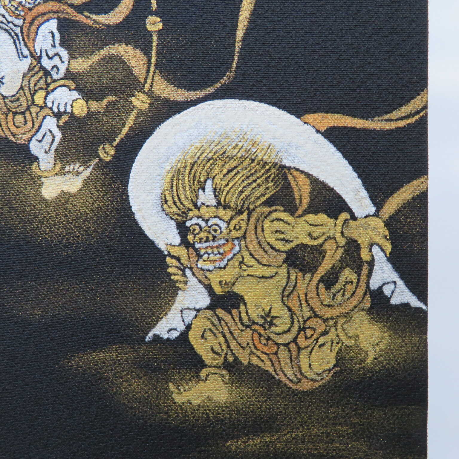 京友禅 風神雷神 黒色【特中】 刺繍名前旗飾り 名前旗 命名旗 刺繍 特中 端午の節句 男の子名前旗