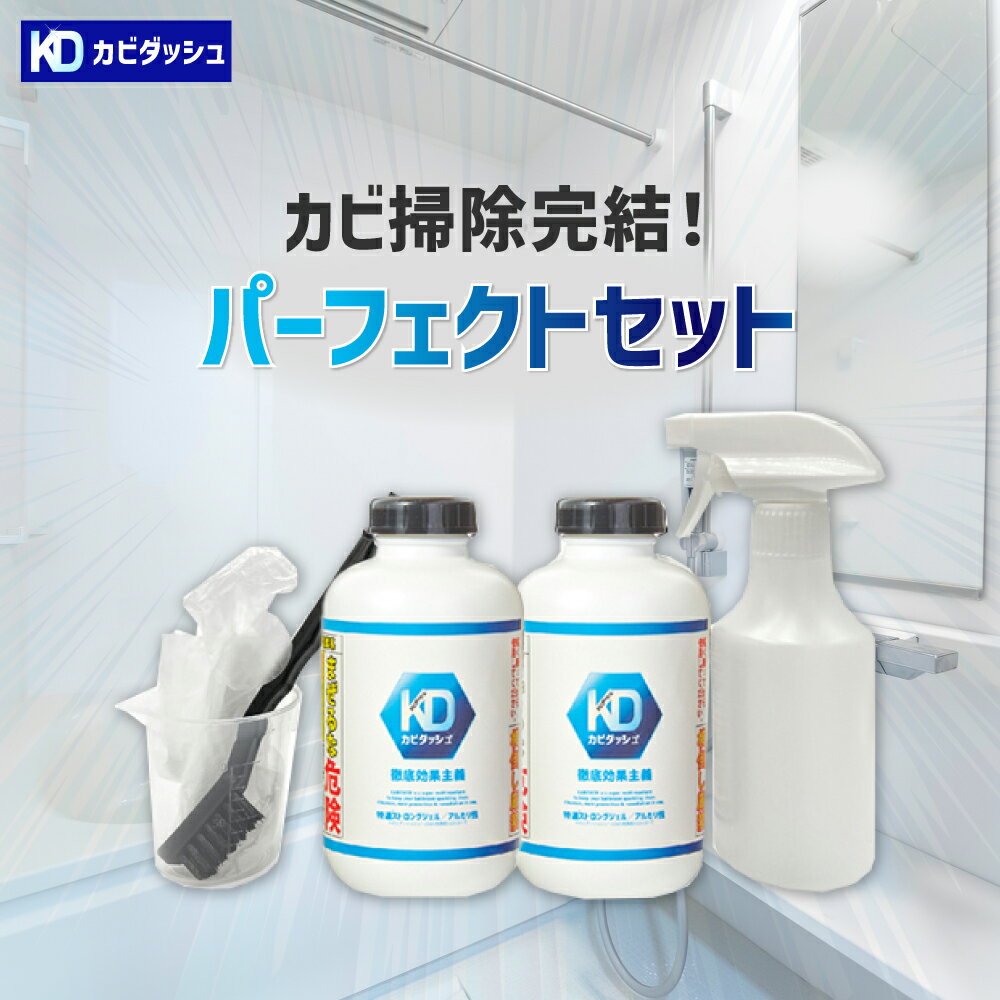 カビダッシュ パーフェクトセット 特濃ストロングジェル 500ml2本+空スプレーボトル1本+手袋4枚(2組) カビ ジェル 除…