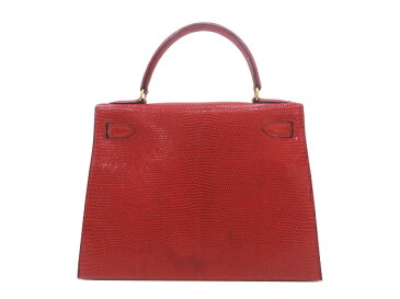 【中古】【美品】HERMES エルメス ケリー28 外縫い リザード・リセ ルージュヴィフ ゴールド金具 V刻印○ ヴィンテージ ハンドバッグ ショルダーバッグ 2WAYバッグ 赤 レッド エキゾチックレザー 本革 レディース 女性用 バック ブランド