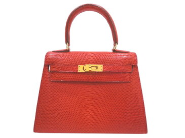 【新品同様品】HERMES エルメス ミニケリー 外縫い リザードリセ ルージュヴィフ ゴールド金具 C刻印□ ヴィンテージ 中古 ハンドバッグ ショルダーバッグ 2WAYバッグ レディース 女性用 本革 エキゾチックレザー ブランド 希少 レア レッド 赤 プレゼント ギフト バック