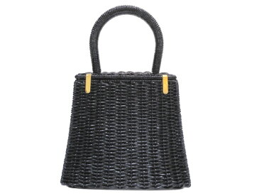 【極美品】FERRAGAMO フェラガモ ガンチーニ ハンドバッグ ストロー ブラック ゴールド金具 中古 カゴバッグ 黒 パーティバッグ レディース 女性用 ブランド プレゼント ギフト 希少 レア バック