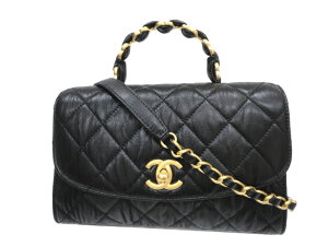 【新品】【未使用品】CHANEL シャネル AS2478 B05514 94305 スモール トップハンドル フラップバッグ クランプルラムスキン ブラック マットゴールド金具 2021SS 新作 ショルダーバッグ ハンドバッグ レディース 女性用 ブランド 本革 レザー 黒 プレゼント ギフト バック