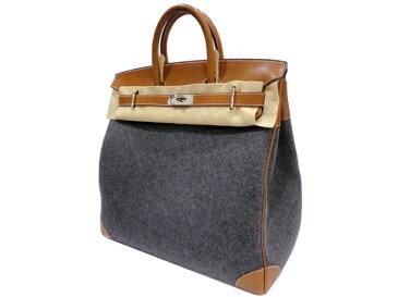 【極美品】HERMES エルメス オータクロア40 バレニア×フェルト フォーブ×グレー シルバー金具 C刻印 コンビ 中古 ハンドバッグ トートバッグ ボストンバッグ レディース 女性用 メンズ ブランド 希少 レア 本革 レザー プレゼント ギフト バック