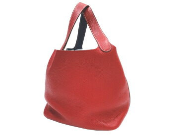 【極美品】HERMES エルメス ピコタンロック カザックMM トリヨンクレマンス ルージュカザック×ブルータラサ シルバー金具 P刻印□ バイカラー 中古 ハンドバッグ レディース 女性用 ブランド 本革 レザー 希少 レア プレゼント ギフト バック