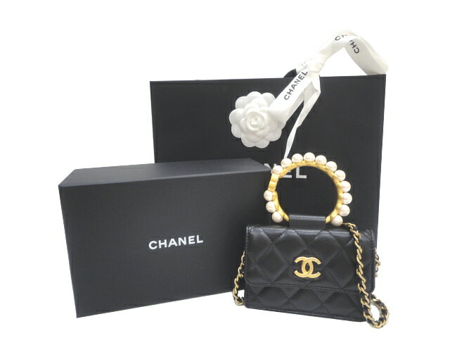 【新品】【未使用品】CHANEL シャネル AP2274 B05945 94305 チェーン クラッチ ラムスキン×コスチュームパール ブラック ゴールド金具 2021AW 新作 ショルダーバッグ ハンドバッグ ポシェット レディース 女性用 本革 レザー 黒 希少 レア プレゼント ギフト バック