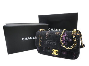 【新品】【未使用品】2022SS 最新作 CHANEL シャネル AS3134 B07646 NH449 マトラッセ スモールフラップバッグ プリントデニム ブラック×マルチカラー ゴールド金具 ショルダーバッグ ハンドバッグ レディース 女性用 本革 レザー 黒 希少 レア プレゼント ギフト バック