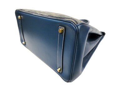 【美品】HERMES エルメス バーキン35 ボックスカーフ×ヴィブラート ブルータラサ マットゴールド金具 G刻印□ コンビ ヴィンテージ 中古 ハンドバッグ トートバッグ レディース 女性用 ブランド 青 本革 レザー 希少 レア プレゼント ギフト バック
