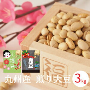 節分豆 福豆 煎り大豆 1kg x3袋入り 国産 九州産 素焼き 無塩 焙煎大豆 豆 炒り豆 煎り豆 糖質制限 ダイエット ヘルシー おやつ 豆菓子 送料無料 節分2022