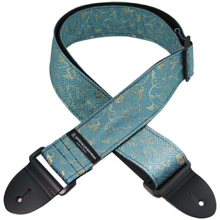 DGS-NKKA-60　西陣織りギターストラップ”金襴唐草青金